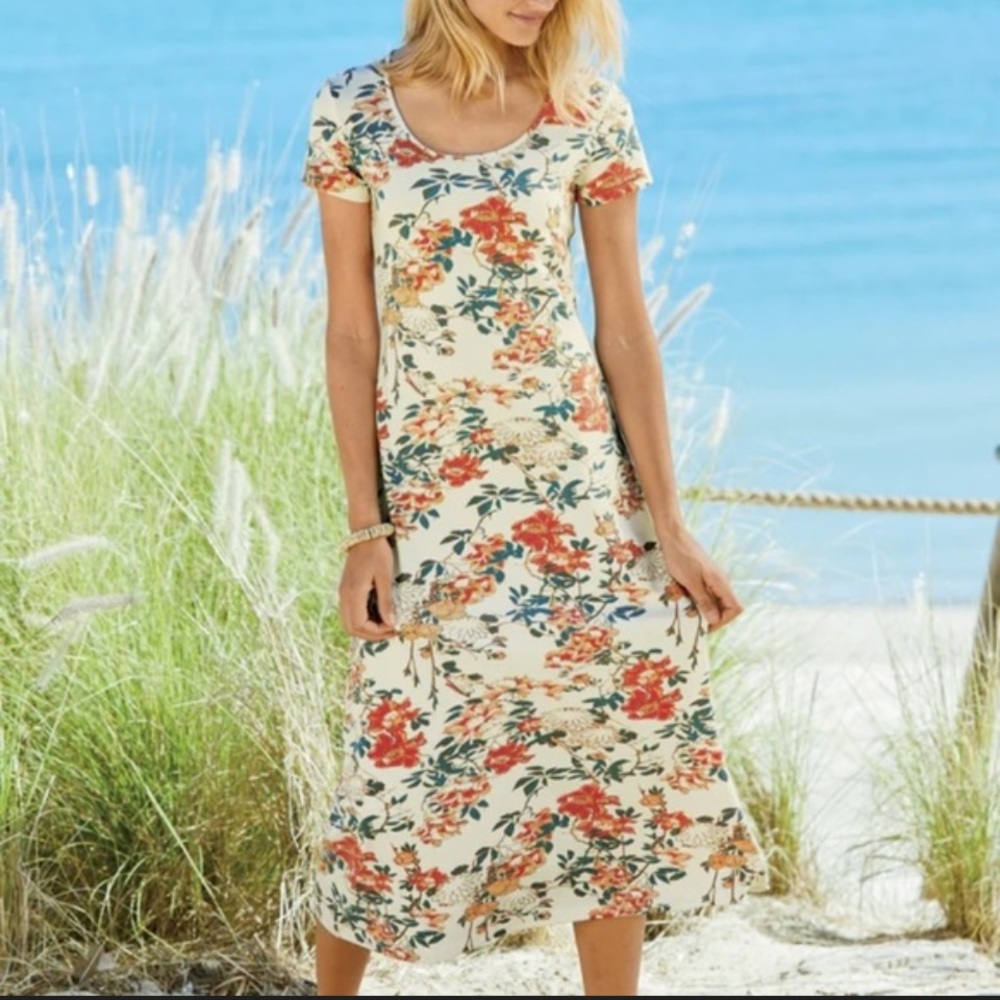 Peruvian Connection Floral Tea House Pima Dress S